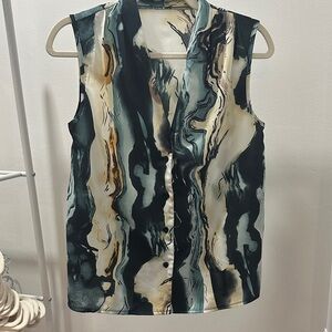 Abstract Print Sleeveless Top